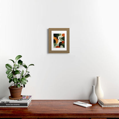 Earthy Mid-Century Abstract Composition in Olive, Rust, and Charcoal Tones Framed Art Print Gallery Image 37