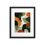 Earthy Mid-Century Abstract Composition in Olive, Rust, and Charcoal Tones Framed Art Print Gallery Image 1