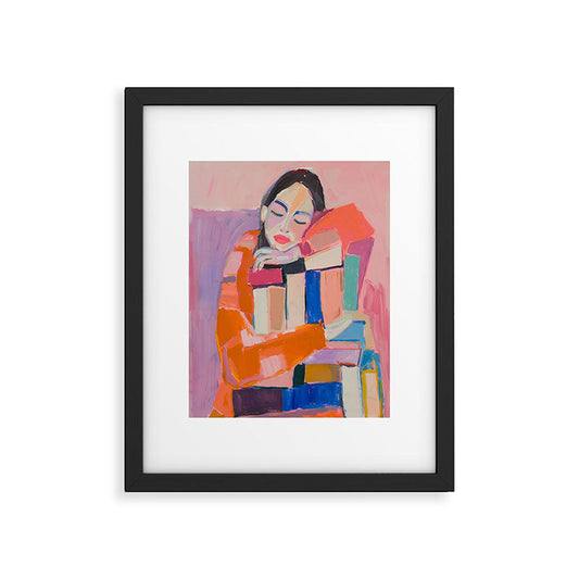 Woman Love for Books Framed Art Print Gallery Image 1