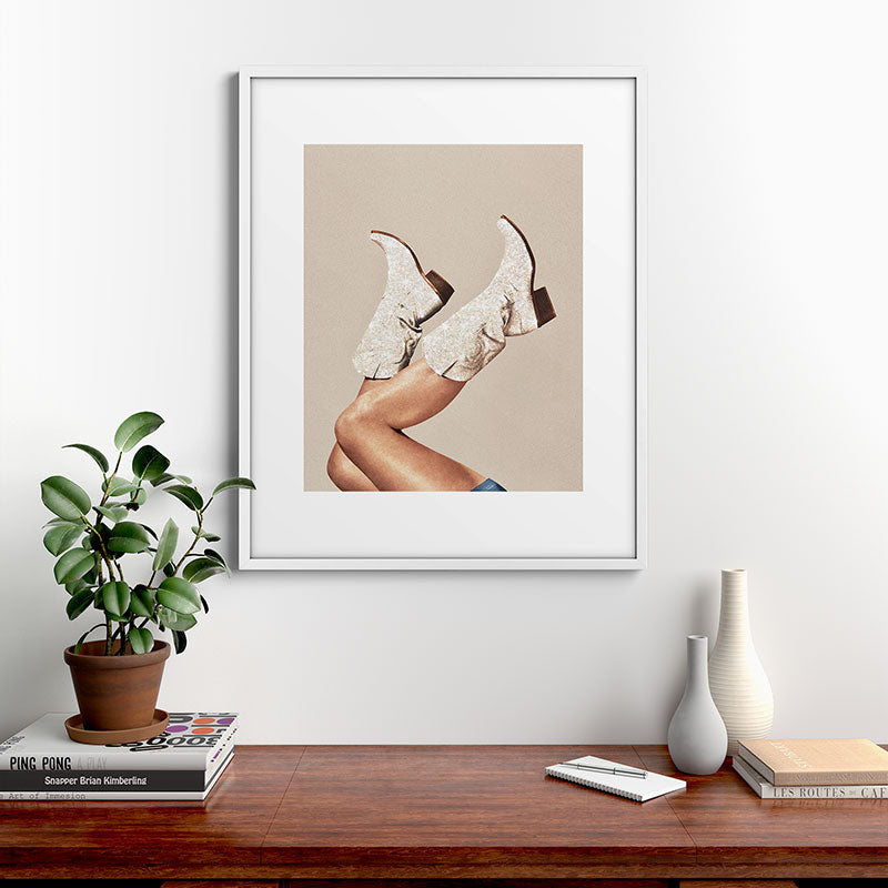 These Boots - Neutral Glitter II / Beige Framed Art Print Gallery Image 39