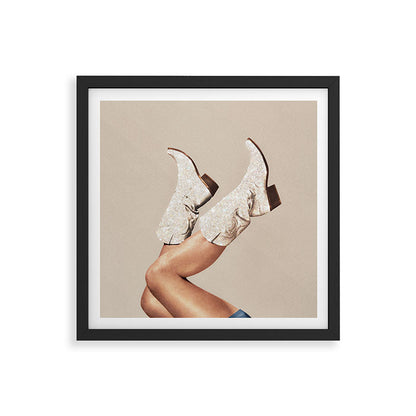These Boots - Neutral Glitter II / Beige Framed Art Print Gallery Image 7