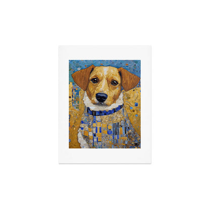 Gustav Klimt Style Dog in Blue and White Ruffled Collar Art Print Gallery Image 4
