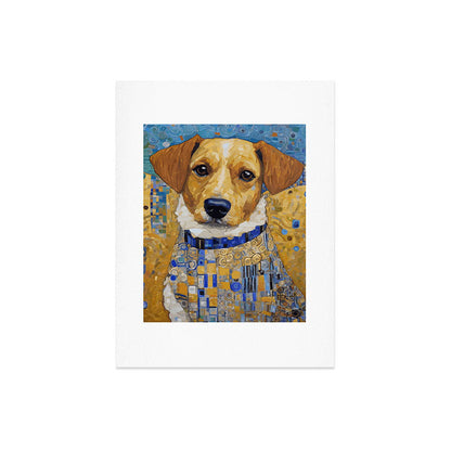 Gustav Klimt Style Dog in Blue and White Ruffled Collar Art Print Gallery Image 8