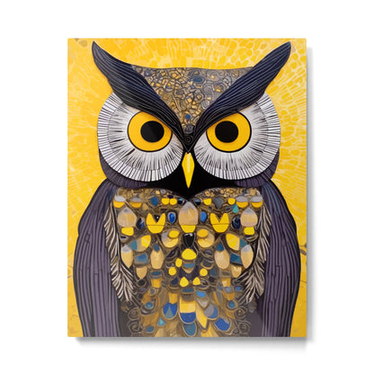Klimt Owl with Yellow Eyes Metal Print Gallery Image 3