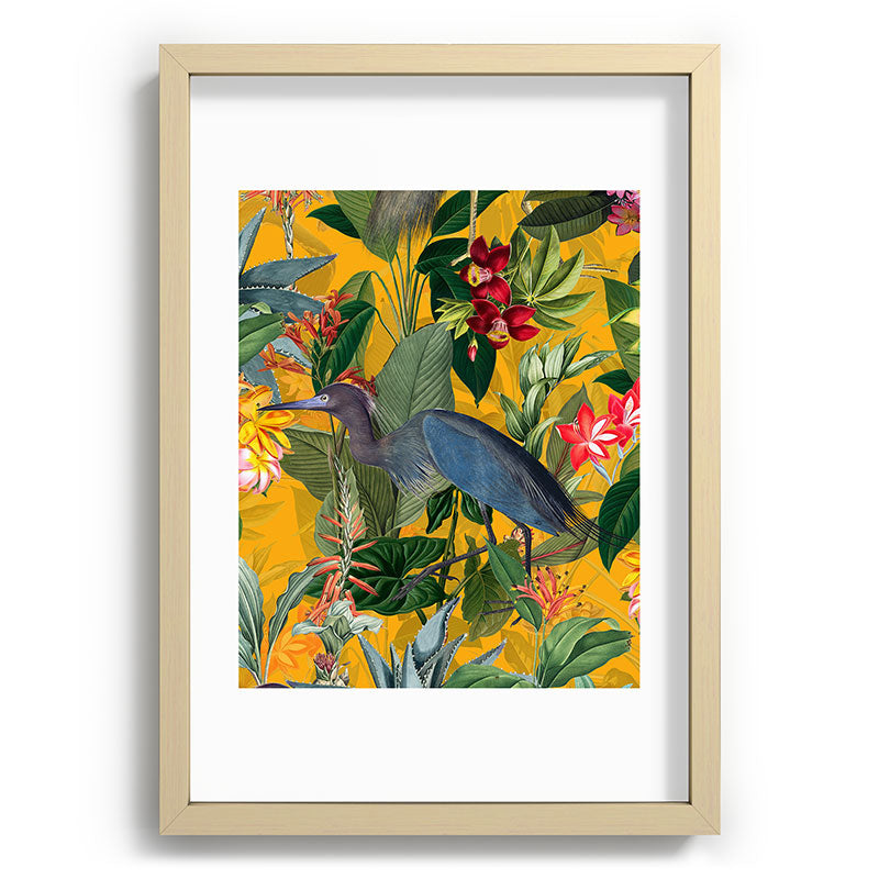 Vintage & Shabby Chic - Sunny Tropical Garden Blue Heron Framed Art Print Gallery Image 97