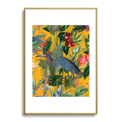 Vintage & Shabby Chic - Sunny Tropical Garden Blue Heron Framed Art Print Gallery Image 123