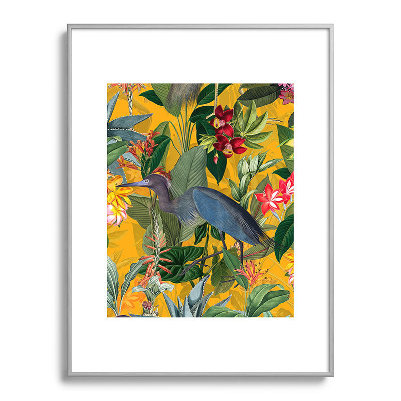 Vintage & Shabby Chic - Sunny Tropical Garden Blue Heron Framed Art Print Gallery Image 134