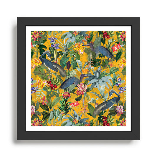 Vintage & Shabby Chic - Sunny Tropical Garden Blue Heron Framed Art Print Gallery Image 2