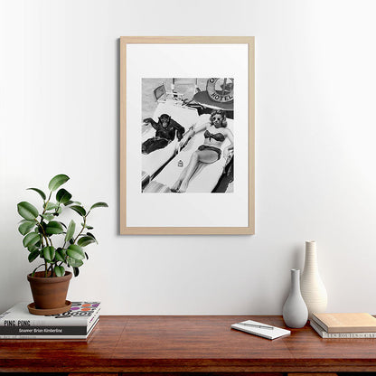 Lady and Chimp Sunbathing, Black and White, Vintage Art Framed Art Print Gallery Image 48