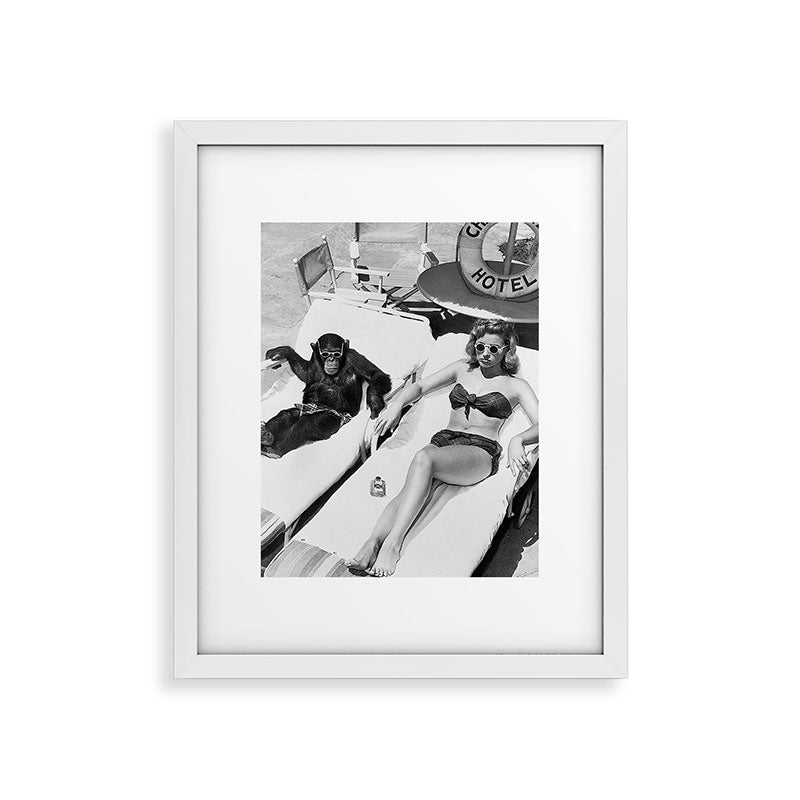 Lady and Chimp Sunbathing, Black and White, Vintage Art Framed Art Print Gallery Image 25