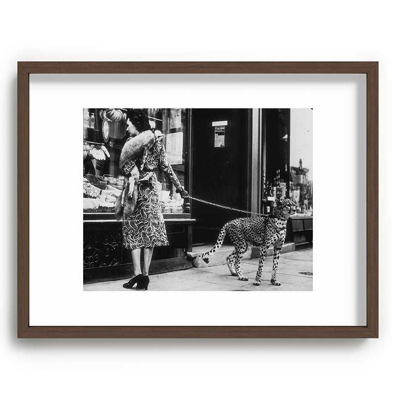 Leopard on a Leash, Black and White Vintage Art Framed Art Print Gallery Image 67