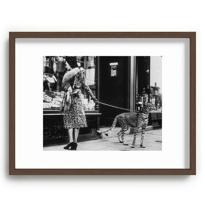 Leopard on a Leash, Black and White Vintage Art Framed Art Print Gallery Image 67