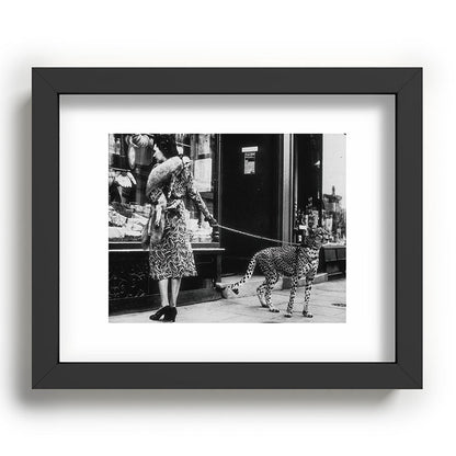 Leopard on a Leash, Black and White Vintage Art Framed Art Print Gallery Image 57