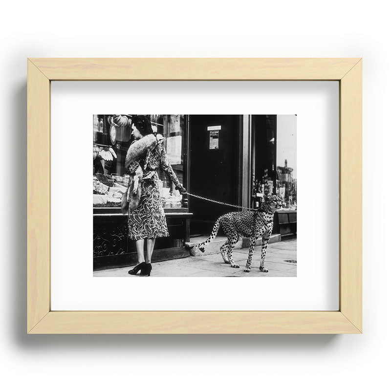Leopard on a Leash, Black and White Vintage Art Framed Art Print Gallery Image 69