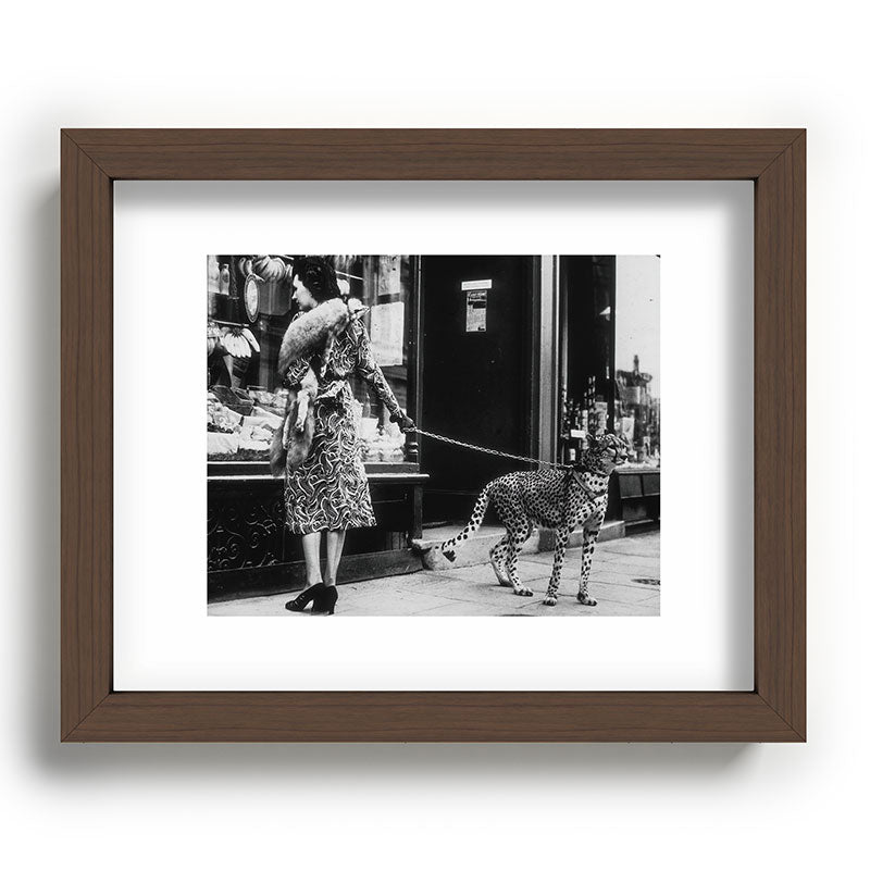 Leopard on a Leash, Black and White Vintage Art Framed Art Print Gallery Image 63
