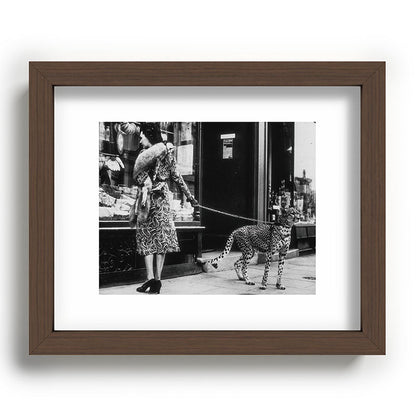 Leopard on a Leash, Black and White Vintage Art Framed Art Print Gallery Image 63