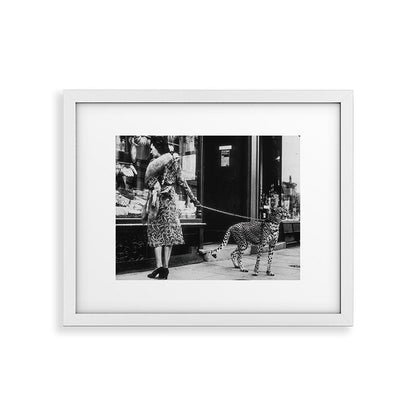 Leopard on a Leash, Black and White Vintage Art Framed Art Print Gallery Image 25