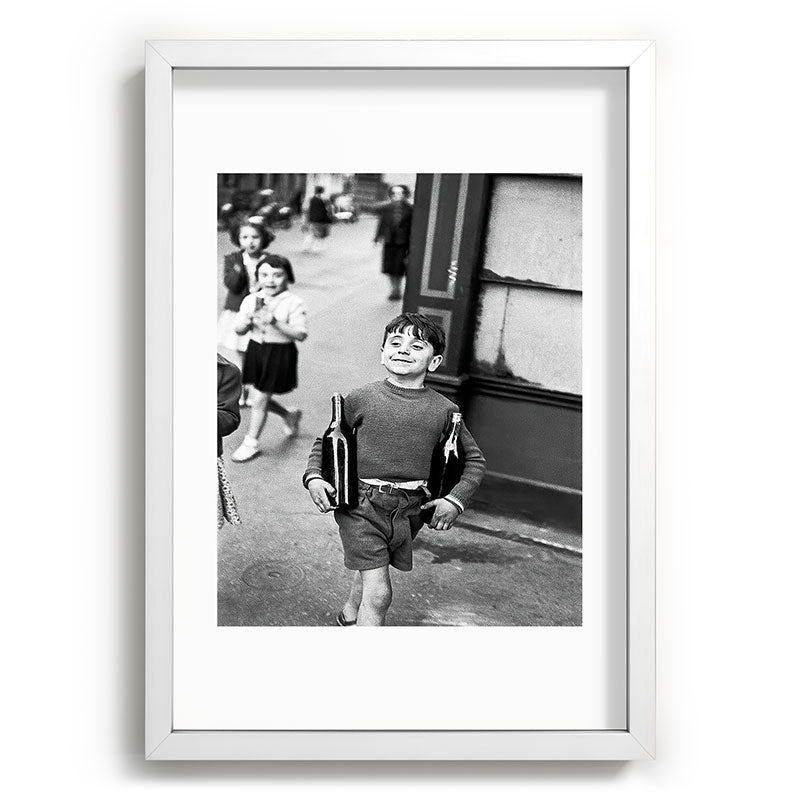 Little Boy and Bottles of Wine, Black and White Vintage Art Framed Art Print Gallery Image 77
