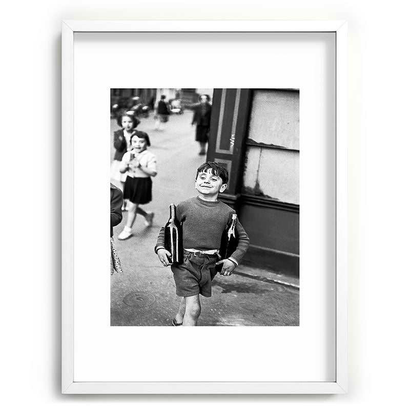 Little Boy and Bottles of Wine, Black and White Vintage Art Framed Art Print Gallery Image 79