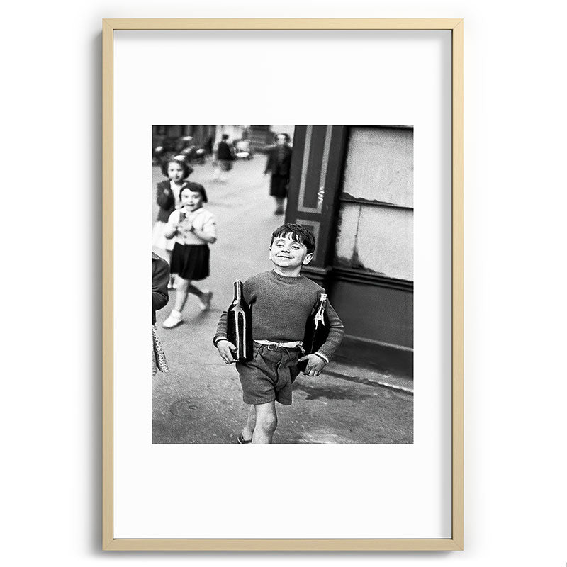 Little Boy and Bottles of Wine, Black and White Vintage Art Framed Art Print Gallery Image 74