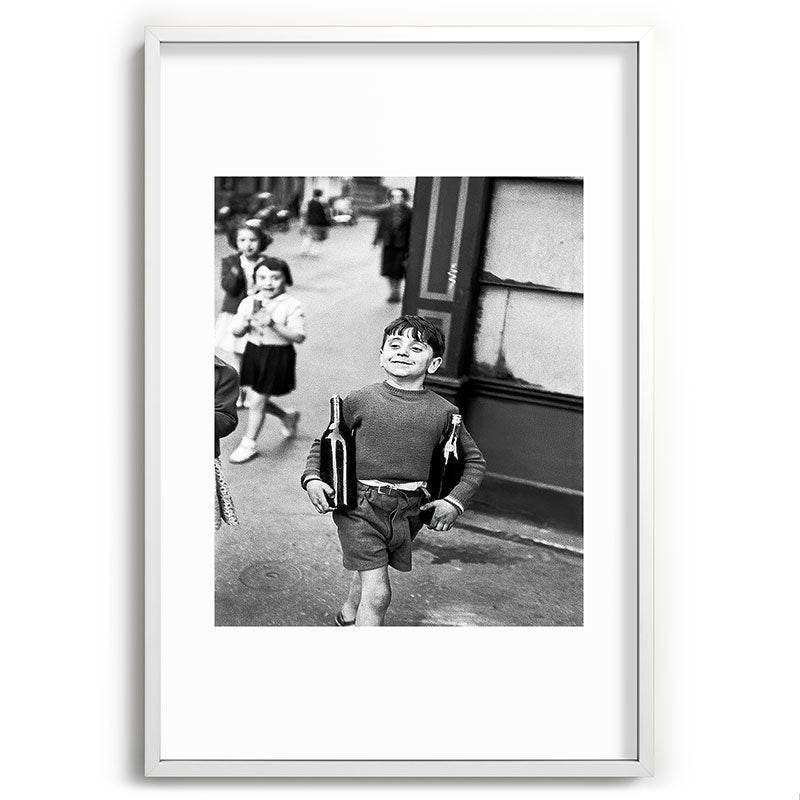 Little Boy and Bottles of Wine, Black and White Vintage Art Framed Art Print Gallery Image 80