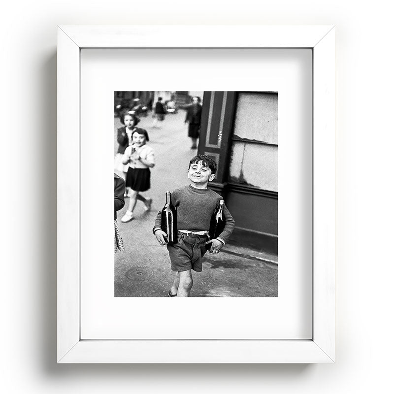 Little Boy and Bottles of Wine, Black and White Vintage Art Framed Art Print Gallery Image 75
