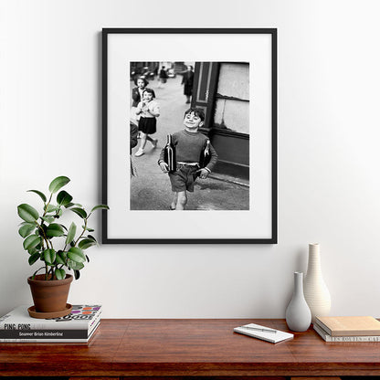 Little Boy and Bottles of Wine, Black and White Vintage Art Framed Art Print Gallery Image 7