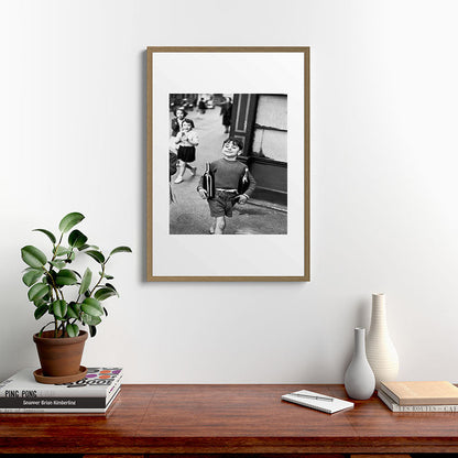 Little Boy and Bottles of Wine, Black and White Vintage Art Framed Art Print Gallery Image 13