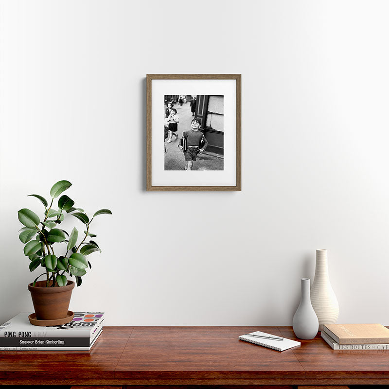 Little Boy and Bottles of Wine, Black and White Vintage Art Framed Art Print Gallery Image 11