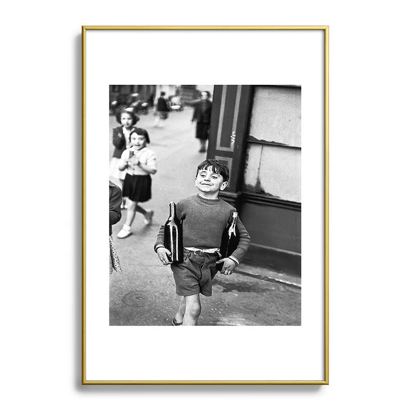 Little Boy and Bottles of Wine, Black and White Vintage Art Framed Art Print Gallery Image 90