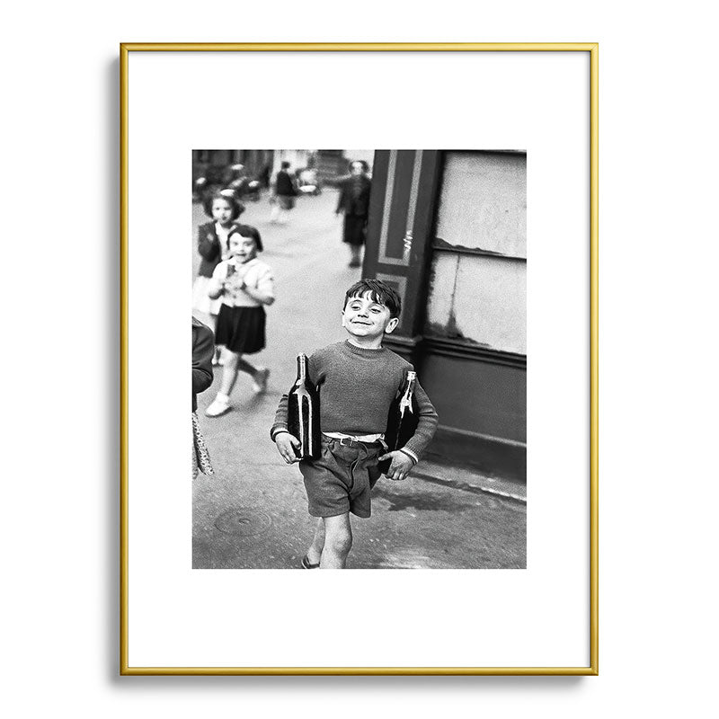 Little Boy and Bottles of Wine, Black and White Vintage Art Framed Art Print Gallery Image 92