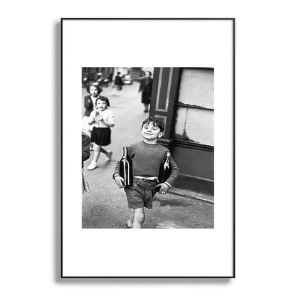 Little Boy and Bottles of Wine, Black and White Vintage Art Framed Art Print Gallery Image 86