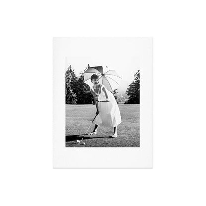 Audrey Hepburn Playing Golf, Black and White Vintage Art Art Print Gallery Image 6