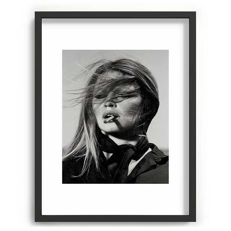Brigitte Bardot Smoking a Cigarette, Black and White Photograph Framed Art Print Gallery Image 61