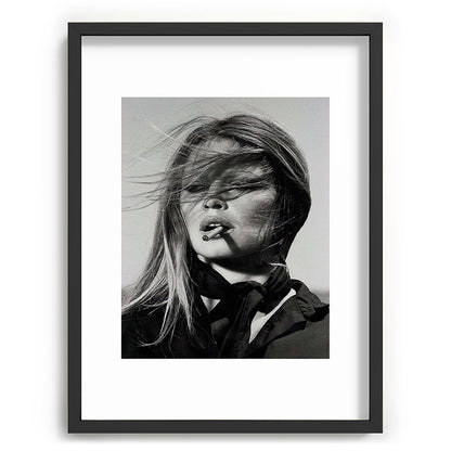 Brigitte Bardot Smoking a Cigarette, Black and White Photograph Framed Art Print Gallery Image 61