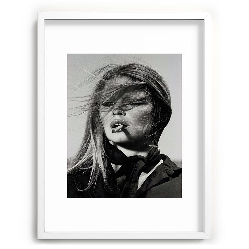 Brigitte Bardot Smoking a Cigarette, Black and White Photograph Framed Art Print Gallery Image 78