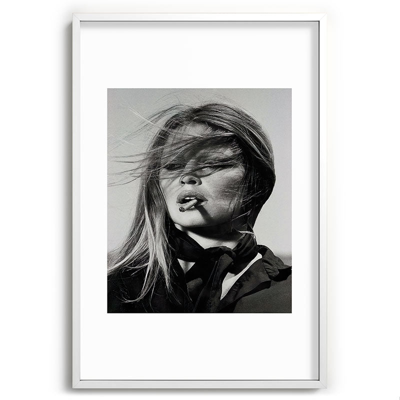 Brigitte Bardot Smoking a Cigarette, Black and White Photograph Framed Art Print Gallery Image 80