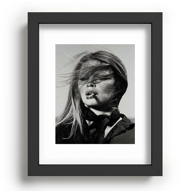 Brigitte Bardot Smoking a Cigarette, Black and White Photograph Framed Art Print Gallery Image 57