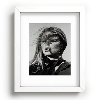 Brigitte Bardot Smoking a Cigarette, Black and White Photograph Framed Art Print Gallery Image 75