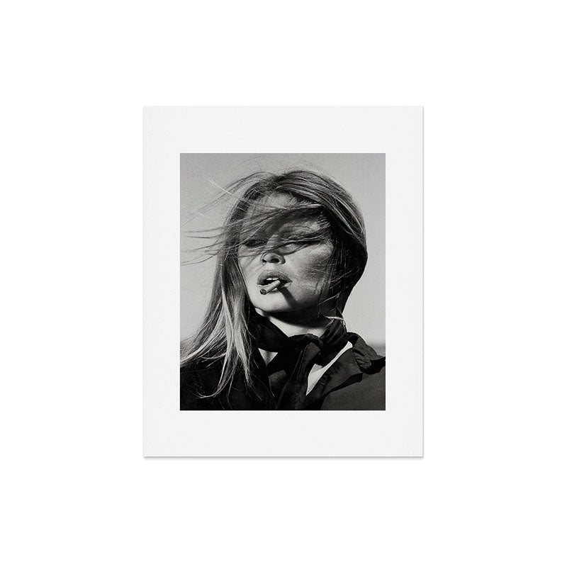 Brigitte Bardot Smoking a Cigarette, Black and White Photograph Art Print Gallery Image 4