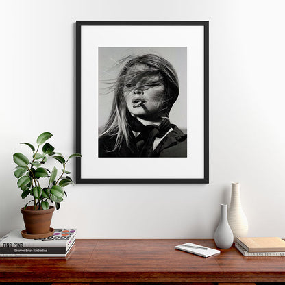 Brigitte Bardot Smoking a Cigarette, Black and White Photograph Framed Art Print Gallery Image 35