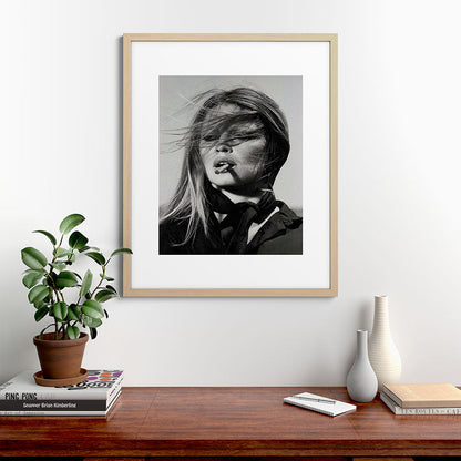 Brigitte Bardot Smoking a Cigarette, Black and White Photograph Framed Art Print Gallery Image 49