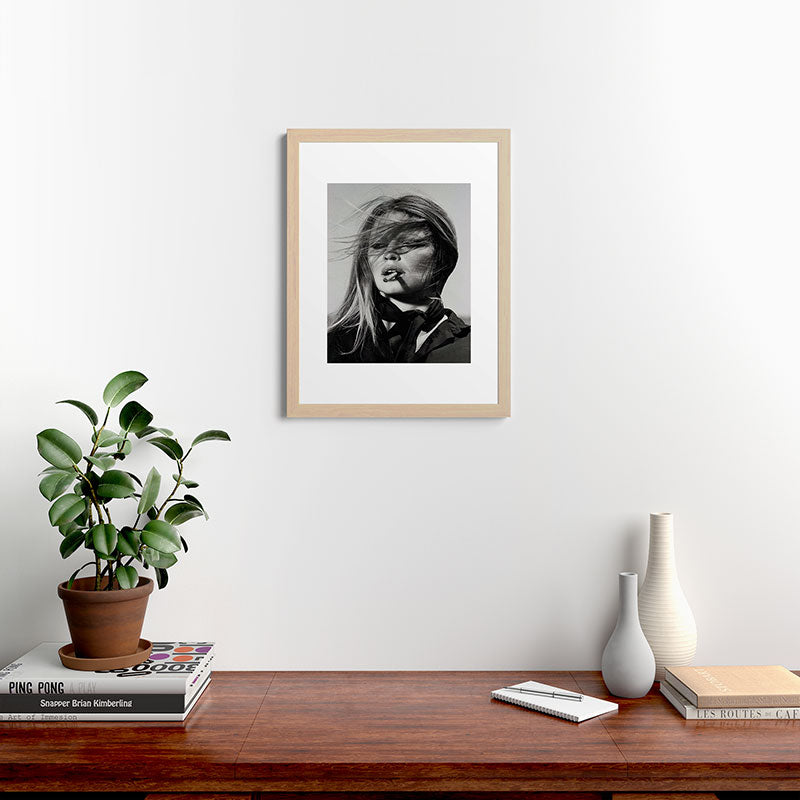 Brigitte Bardot Smoking a Cigarette, Black and White Photograph Framed Art Print Gallery Image 47