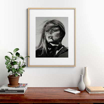 Brigitte Bardot Smoking a Cigarette, Black and White Photograph Framed Art Print Gallery Image 21