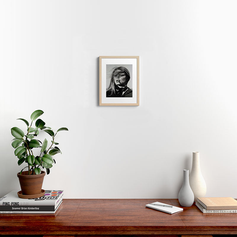 Brigitte Bardot Smoking a Cigarette, Black and White Photograph Framed Art Print Gallery Image 16