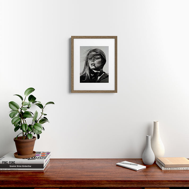 Brigitte Bardot Smoking a Cigarette, Black and White Photograph Framed Art Print Gallery Image 11