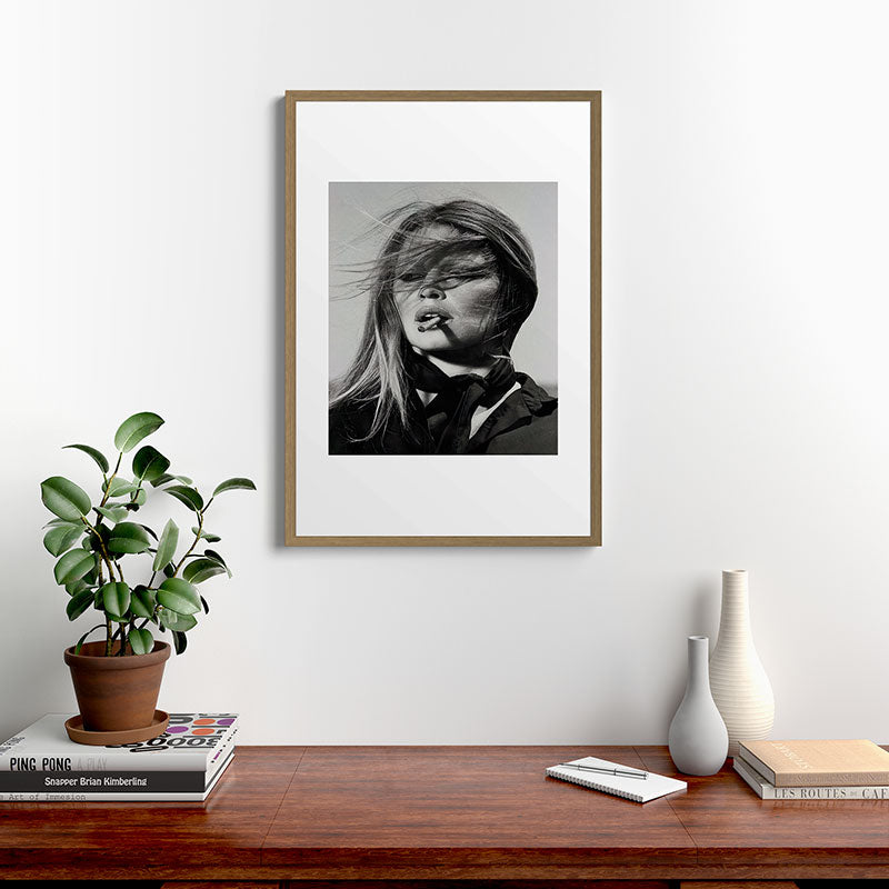 Brigitte Bardot Smoking a Cigarette, Black and White Photograph Framed Art Print Gallery Image 13