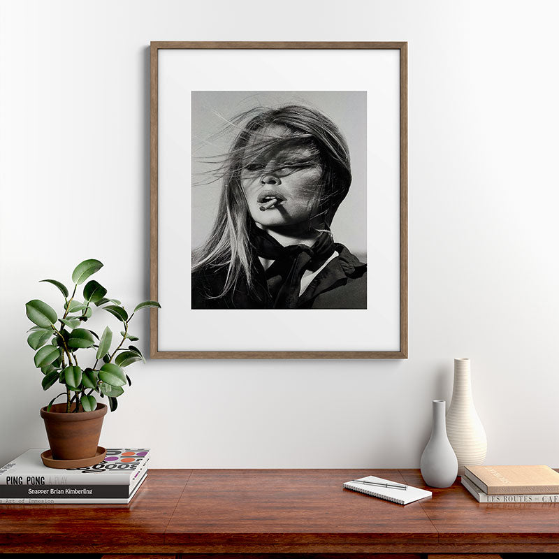 Brigitte Bardot Smoking a Cigarette, Black and White Photograph Framed Art Print Gallery Image 14