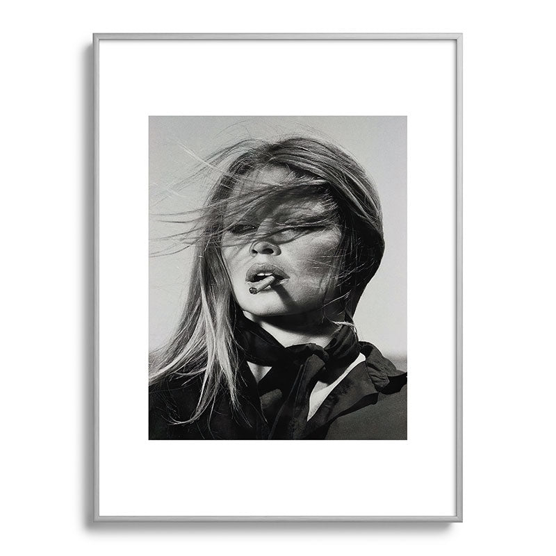 Brigitte Bardot Smoking a Cigarette, Black and White Photograph Framed Art Print Gallery Image 99