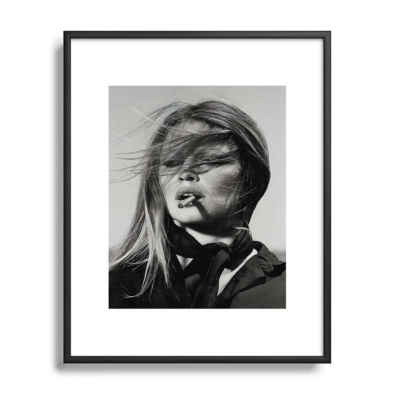 Brigitte Bardot Smoking a Cigarette, Black and White Photograph Framed Art Print Gallery Image 82
